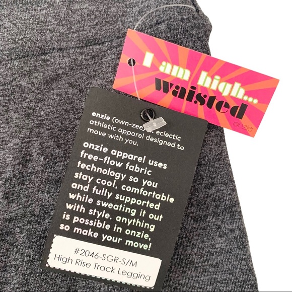 Onzie High Rise Track Leggings Slate Combo Grey Ombré Colorblock Tights S/M NWT - Picture 12 of 16